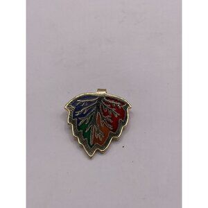 Gold Tone Maple Leaf Pendant Multicolor Enamel Detailing
